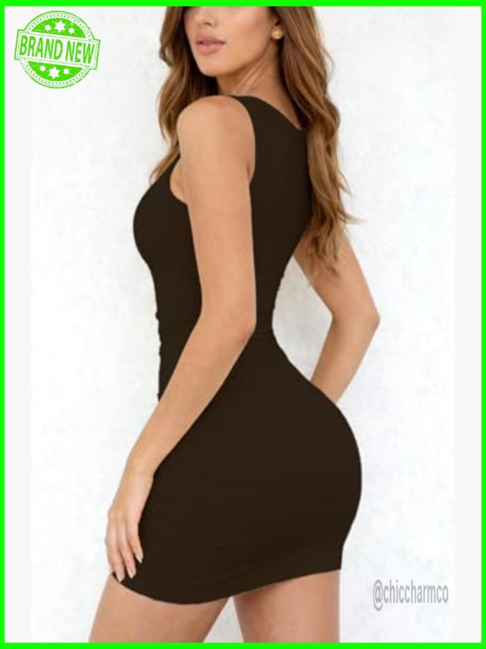 Women's Summer Boat Neck Mini Dress Sleeveless Ruched Slim Fit Bodycon Party - Picture 4 of 5